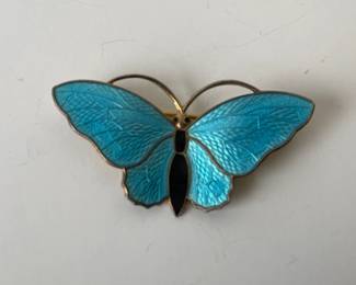 Lot 1917 Vintage Norway Sterling Enamel Butterfly Brooch Pin