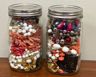 Lot 1906 Lot of 2 Trinket Jars  Costume Jewelry