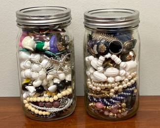 Lot 1904 Lot of 2 Trinket Jars  Costume Jewelry