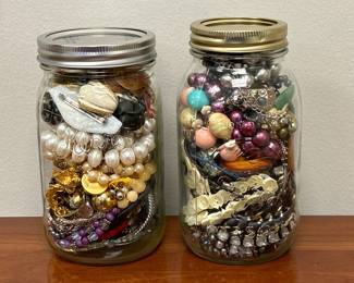 Lot 1905 Lot of 2 Trinket Jars  Costume Jewelry