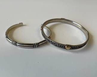 Lot 2703 James Avery Sterling  14K Gold Bangle and Cuff Bracelet