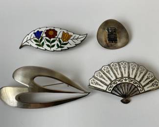 Lot 1912 Sterling Silver Pins Brooches  Ra  La Denmark  Siam