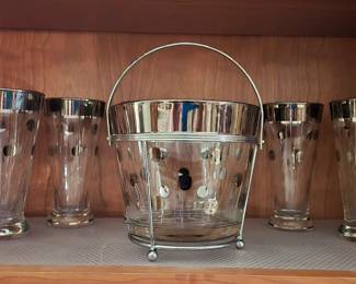 Vintage Mid Century Dorothy Thorpe Ice Bucket & Glasses Set MCM