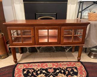 Keller lighted console display curio cabinet. Use as a TV stand or entryway piece
