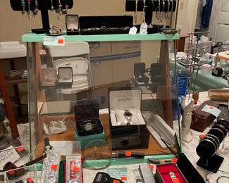 Vintage watches, Pandora bracelets, gold and silver necklaces, bracelets and rings.