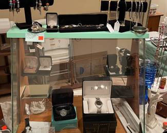 Vintage watches, Pandora bracelets, gold and silver necklaces, bracelets and rings.