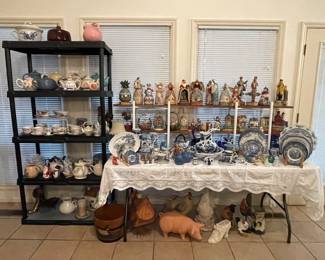 Lots of Jim Shore, Blue/White decor, Teapots and teacups