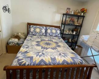 Queen solid oak sleigh bed