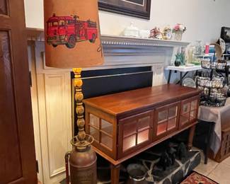 One of a kind - Copper extinguisher lamp with graphics shade!