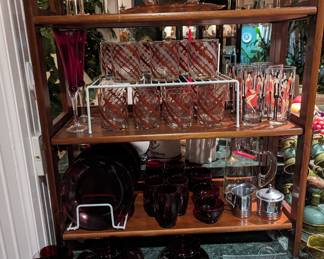 Vintage Cora glasses, Culver Candy Stripe, Ruby red glasses