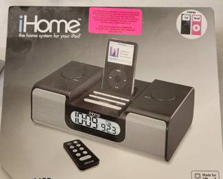iHome iPod player/speaker unit. Unit removed from box but all other pieces still in plastic in box