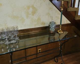 Glass top wall table