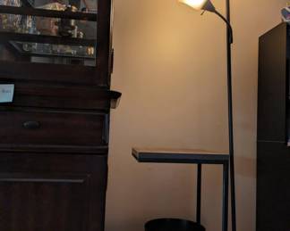 trash can, table and lamp, several other lamps, table and trash cans available