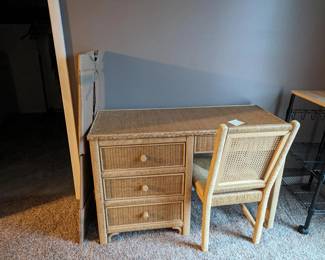 wicker desk with glass top - goes with wicker dresser and side tables