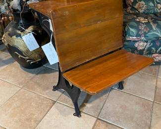 Vintage wood and metal school desk