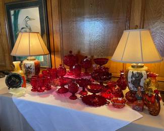 Vintage L.E. Smith Moon and Stars. Amberina, Fenton and Art glass. 