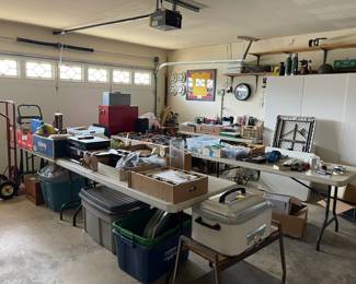 Looking across the garage