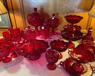 A closer look at the vintge red Moon and Stars collection