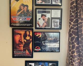 A close look at the framed movie posters