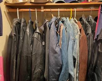 Vintage Harley Davidson leather jackets, denim jackets, Western Hats, Base ball hats