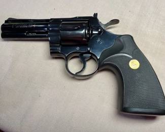 We have close to 20 guns in this sale including this Colt Python .357 Magnum. We will hand out numbers  to gun buyers who will be helped one at a time. First come first served. Thanks! Scroll down for more detail.