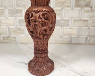 CARVED WOOD VASE