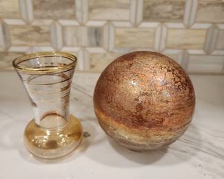 GLASS ORB AND SM VASE