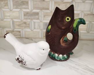 WOODLAND FISH AND PORCELAIN BIRD