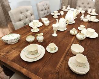 A lovely set of Belleek Shamrock china, perfect for St. Patrick's Day!