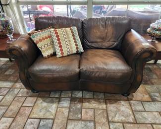 Leather love seat