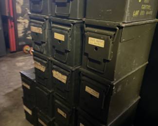 Too much ammo to mention. The following calibers. 45 caliber., 22 cal. 556 cal. 30 cal. 762×51 cal.