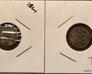 1861 and 1862 THREE CENT Silver Pieces