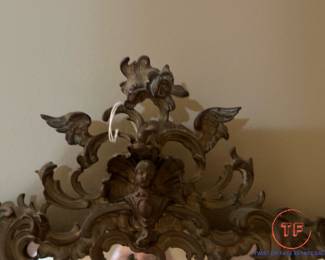 Antique Rococo-Style Ornate Brass Mirror