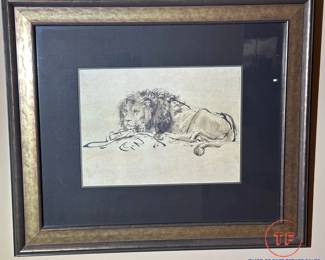 Framed Print of REMBRANDT’S "Lion Resting"