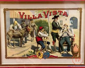 Framed Vintage "Villa Vista" Cigar Box Cover Art 