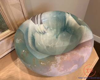 TONY EVANS Large Puffy RAKU Pottery Bowl/Vase