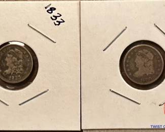 1830 and 1833 CAPPED BUST HALF Dimes