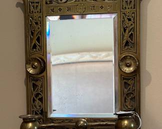 Eastlake Victorian Antique Candle Sconce w/ Beveled Mirror