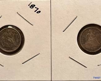 1870 and 1871 SEATED LIBERTY Dimes