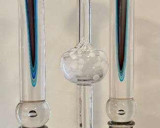 Signed Art Glass Candlesticks - Mark Hartung Artglass