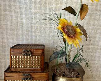 Storage Baskets & Faux Sunflower Arrangement