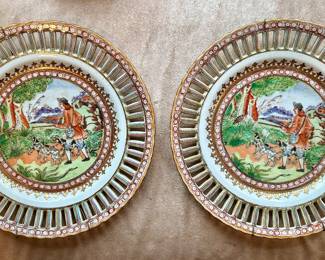 (2) Chinese Export Plates with Hunting Scene