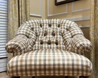 (2) Upholstered Silk Armchairs