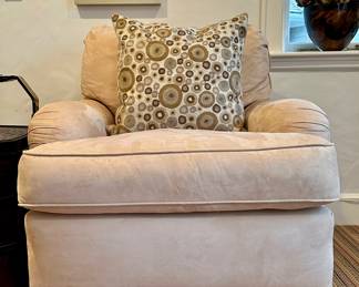 (2) Upholstered Suede Armchairs