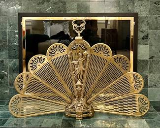 Vintage French Country Brass Fireplace Screen