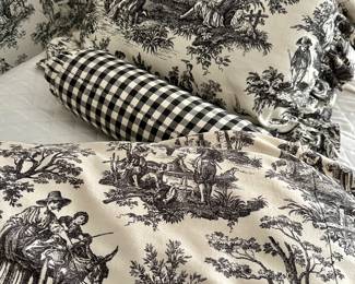 (2) Toile Reversible Twin Down Comforters