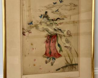 "Windy Sleeves" Etching, Signed Elysse Lord