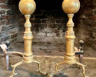 Brass Andirons with Paw Feet