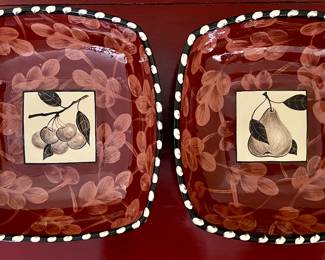 Cherry & Pear Art Pottery Bowls