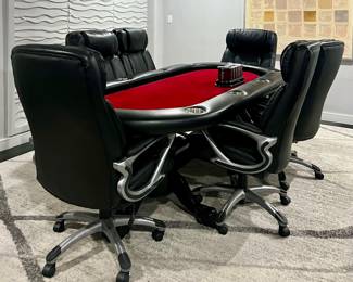 Poker Table & 6 Leather Chairs